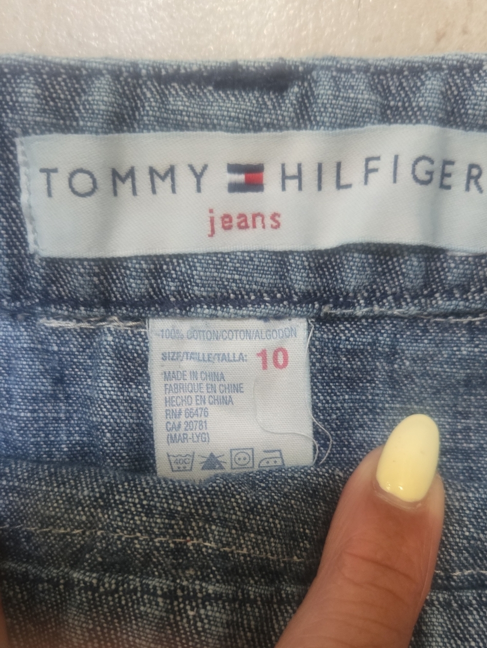 Vintage Tommy Hilfiger Stars & Stripes Raw Edge Mini Jean Skirt - Picture 2 of 8